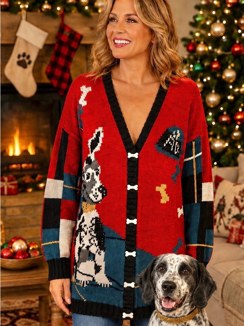 Berek Dog Sweater Vintage 1988 (38 Years) Bone Shaped Buttons Marta D Women’s S